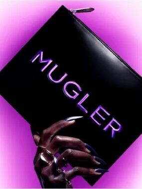 Mugler Black Pouch with Purple Logo